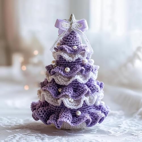 ByteCraft Häkelnadel Set für Anfänger, Crochet Set, DIY Häkel-Weihnachtsbaum-Set (inklusive Wolle, Häkeln, Perlen und Anleitungen)——Geschenk für Jugendliche & Erwachsene (Lila Weiß) von ByteCraft