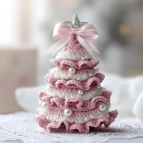 ByteCraft Häkelnadel Set für Anfänger, Crochet Set, DIY Häkel-Weihnachtsbaum-Set (inklusive Wolle, Häkeln, Perlen und Anleitungen)——Geschenk für Jugendliche & Erwachsene (Rosa Weiß) von ByteCraft