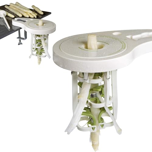 Spargelschäler mit 6 Präzisionsklingen, Spezielles Schälmesser für Spargel, mit Schraubzwinge und Stößel, manueller, nicht elektrischer Spargelschäler (1 Pcs) von ByteCraft