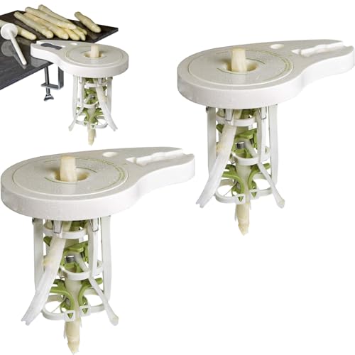 Spargelschäler mit 6 Präzisionsklingen, Spezielles Schälmesser für Spargel, mit Schraubzwinge und Stößel, manueller, nicht elektrischer Spargelschäler (2 Pcs) von ByteCraft