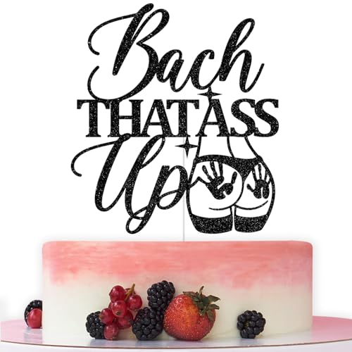 Bach That Ass Up Cake Topper, Bachelorette Cake Topper, Bach and Boozy, Bridal Shower Boujee Bachelorette Party Decorations, Black Glitter Bach That Ass Up Cake Topper, Bachelorette Cake Topper, Bach and Boozy, Bridal Shower Boujee Bachelorette Party Decorations, Black Glitter von Bytorjar