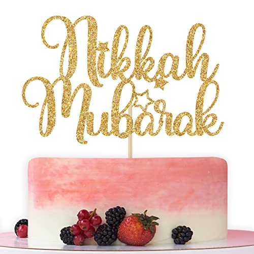 Gold Glitzer Nikkah Mubarak Kuchendekoration, Mubarak Party Dekorationen, Islamische Hochzeit/Taufe/Geburtstag/Jahrestag Party Dekorationen Gold Glitzer Nikkah Mubarak Kuchendekoration, Mubarak Party Dekorationen, Islamische Hochzeit/Taufe/Geburtstag/Jahrestag Party Dekorationen von Bytorjar