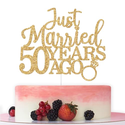 Just Married 50 Years Ago Tortenaufsatz, Happy 50th Anniversary Cake Decorations, Cheers to 50 Years, 50th Wedding Anniversary Party Decorations Gold Glitter Just Married 50 Years Ago Tortenaufsatz, Happy 50th Anniversary Cake Decorations, Cheers to 50 Years, 50th Wedding Anniversary Party Decorations Gold Glitter von Bytorjar