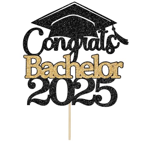 Tortenaufsatz mit Aufschrift "Congrats Bachelor 5,134.0 cm, Congrats Bachelor-Abschlussfeier, Abschlussfeier, Klasse 2024, Bachelor-Abschluss, Dekoration, Schwarz-Gold-Glitzer Tortenaufsatz mit Aufschrift "Congrats Bachelor 5,134.0 cm, Congrats Bachelor-Abschlussfeier, Abschlussfeier, Klasse 2024, Bachelor-Abschluss, Dekoration, Schwarz-Gold-Glitzer von Bytorjar