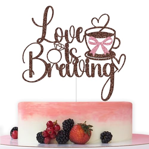 Tortenaufsatz mit Aufschrift "Love is Brewing", Kaffee-Thema, Brautparty, Dekoration, Café, Bar, Hochzeit, Verlobung, Junggesellinnenabschied, Dekoration, Zubehör, Glitzer Tortenaufsatz mit Aufschrift "Love is Brewing", Kaffee-Thema, Brautparty, Dekoration, Café, Bar, Hochzeit, Verlobung, Junggesellinnenabschied, Dekoration, Zubehör, Glitzer von Bytorjar