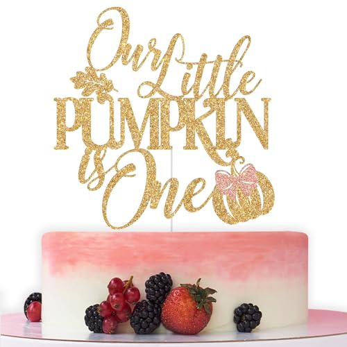 Unser kleiner Kürbis ist ein Tortenaufsatz, kleiner Kürbis zum ersten Geburtstag, Dekoration für Mädchen, Herbst, Halloween, Kürbis, Babyparty, 1. Geburtstag, Party-Dekorationen (Roségold) von Bytorjar