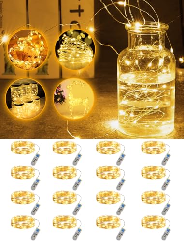 Bzavor 12 Stück Lichterkette Batterie mit Timer,2M 20 LED Mini Lichterkette mit Batterie,Ramadan Deko Lichterketten,Blinkende Lichterkette Batterie,Fairy Lights,Ramadan Geschenk Mubarak Taufgeschenk von Bzavor