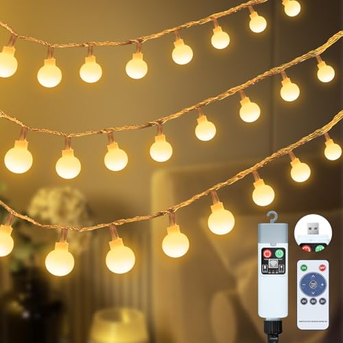 Bzavor LED Lichterkette Außen Batterie,10M 100LEDs Wiederaufladbare Lichterketten Kugeln Außen/Innen 3 Timer 8 Modi Merkfunktion IP65 Wasserdicht Warmweiß Lichterkette Kugeln für Hochzeit Balkon Deko Bzavor LED Lichterkette Außen Batterie,10M 100LEDs Wiederaufladbare Lichterketten Kugeln Außen/Innen 3 Timer 8 Modi Merkfunktion IP65 Wasserdicht Warmweiß Lichterkette Kugeln für Hochzeit Balkon Deko von Bzavor