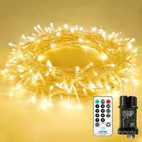 Bzavor 15M 100 LED Lichterkette mit Stecker Timer 8 Modi Merkfunktion IP65 Wasserdicht Lichterkette Outdoor Weihnachtslichterkette Led Außen Lichterkette Strom 15M Lichterkette Innen für Camping Party von Bzavor