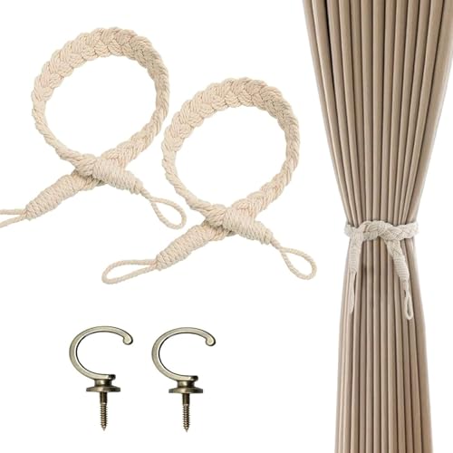 Bztzhm 4 Stück Vorhang Raffhalter, Dekorative Vorhänge Holdback, Curtain Rope, Handgemachte Vorhang Raffhalter, Curtain Rope Buckle, für Haus Office Dekoration Fenster Behandlung von Bztzhm