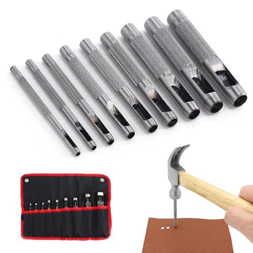 Bztzhm 9 Stück Locheisen Satz Leder, Hohl Locher, Stahllocheisen, Locheisen Set, Hohl Punch Set, für Leder, Uhrenarmband, Dichtung Gürtel, Schuh, Stoff, Leinwand Kleidung Bztzhm 9 Stück Locheisen Satz Leder, Hohl Locher, Stahllocheisen, Locheisen Set, Hohl Punch Set, für Leder, Uhrenarmband, Dichtung Gürtel, Schuh, Stoff, Leinwand Kleidung von Bztzhm