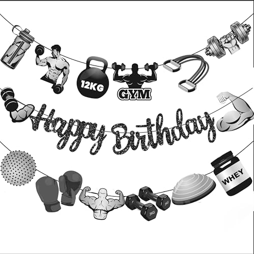 Gym Birthday Party Banner Schwarz Glitzer Hombae Fitness Themed Geburtstag Party Dekorationen für Jungen Mann Fitness Liebhaber Motto Party Supplies Gym Birthday Party Banner Schwarz Glitzer Hombae Fitness Themed Geburtstag Party Dekorationen für Jungen Mann Fitness Liebhaber Motto Party Supplies von C L cooper life