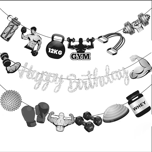 Gym Fitness Happy Birthday Banner Silber Glitzer Sport Gym Geburtstag Party Dekorationen für Fitnessstudio Gewichtheben Cross Fit Fitness Themed Bday Party Supplies Gym Fitness Happy Birthday Banner Silber Glitzer Sport Gym Geburtstag Party Dekorationen für Fitnessstudio Gewichtheben Cross Fit Fitness Themed Bday Party Supplies von C L cooper life