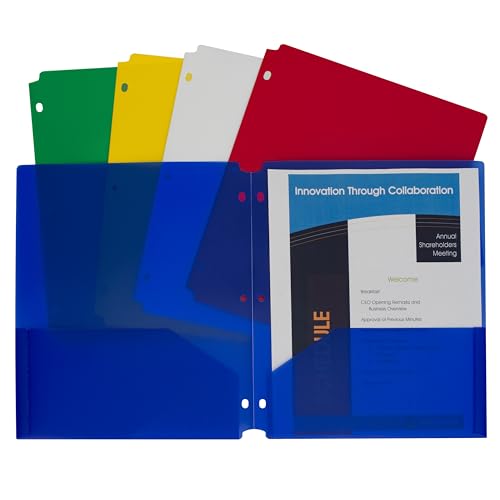 C-Line Two-Pocket Heavyweight Poly Portfolio with 3-Hole Punch, Assorted Colors, Pack of 10 (32930) von C-Line