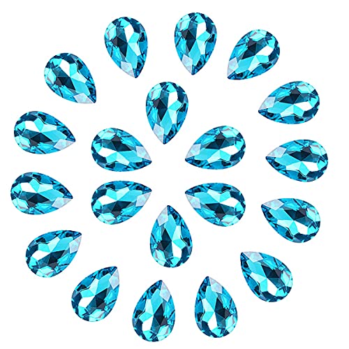 C&Z Kristall-Tropfenform, große Strasssteine, Pointback, Edelsteinsteine für Basteln, Schmuckherstellung, Schuhe, Kleid, facettierte Glasperlen, 20 x 30 mm, 36 Stück, Seeblau von C&Z