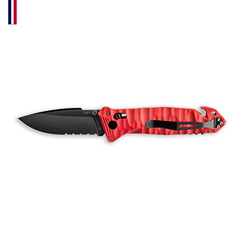 TB Outdoor – Messer CAC® – Französisches Militärmesser – Survival und Outdoor – korrosionsbeständige Klinge mit Spannungen – Griff PA6 FV rot, nützliche Klinge 85 mm von C.A.C