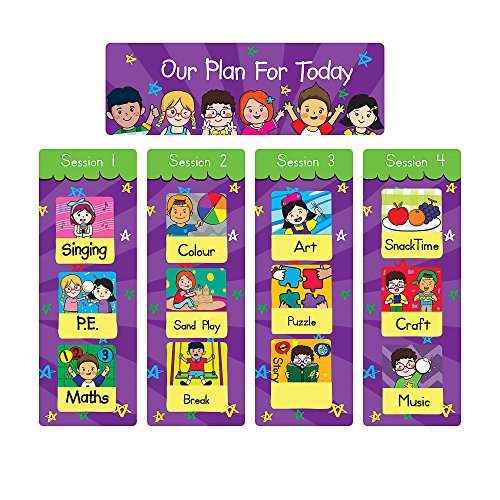 C.S. Kids Stundenplan für Kinder, Lehrer, Kindergärten, Schulen, Klassenzimmerdekoration, sonderpädagogischer Förderbedarf, visueller Stundenplan, 30 Magnete von C.S.KIDS