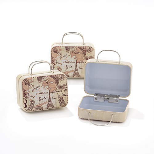12 Schachteln in Koffer-/Taschenform aus Eisen, zum Verpacken von Dragees als Gastgeschenk, Thema Reisen von C.X.Y.