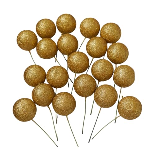 20 Stück Mini Topper Bälle Luftballons für Kuchen aus Schaumstoff Dekoration Geschenk (4 cm, Gold) von C.X.Y.