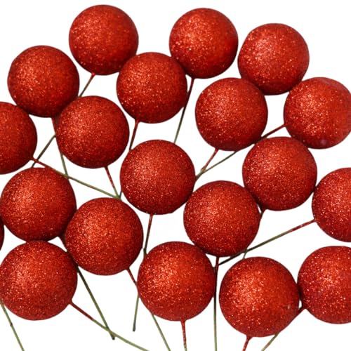20 Stück Mini Topper Bälle Luftballons für Kuchen aus Schaumstoff Dekoration Geschenk (4 cm, Rot) von C.X.Y.