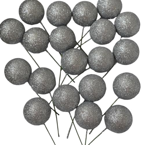 20 Stück Mini Topper Kugeln Luftballons für Kuchen aus Schaumstoff Dekoration Geschenk (4 cm, Silber) von C.X.Y.