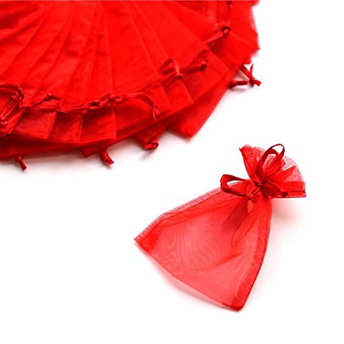 C.X.Y. Säckchen aus Organza, 7 x 9 cm, 100 Stück, für Hochzeitsmandeln und Gastgeschenke rot von C.X.Y.
