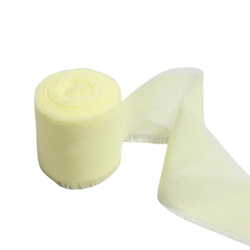 Chiffonband Fransen Länge 5 Meter Breite 4 cm (hellgelb) von C.X.Y.