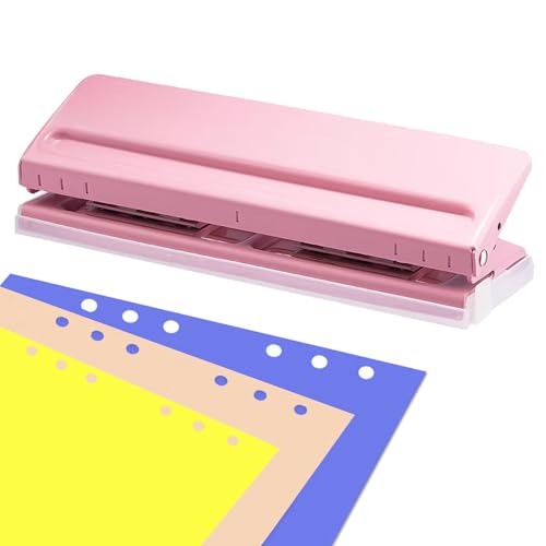 6 Fach Locher, Verstellbarer 6 Lochstanzer, Büro Locher, 6 Blatt Stanzkapazitä Binder Puncher Verstellbarer Abstände Lochmaschine, Metall 6 Loch Lochmaschine, für A3, A4, A5, B3, B4, B5 Papier(Rosa) von CAAGGMM