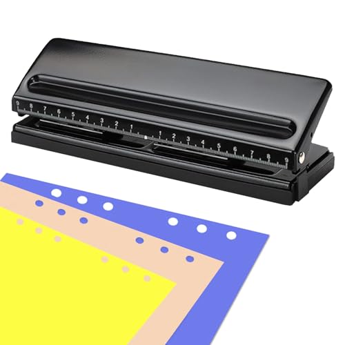 6 Fach Locher, Verstellbarer 6 Lochstanzer, Metall Binder Puncher, 6 Fach Terminplanerlocher, 6 Loch Metall Lochmaschine, für A3, A4, A5, B3, B4, B5 Papier, 6 Blatt Stanzkapazitä(Schwarz) von CAAGGMM