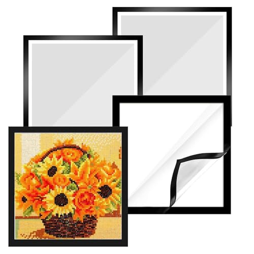 CAAGGMM Diamond Painting Rahmen, 4 Stück 30 x 30 cm Magnetischer Rahmen, Bilderrahmen Bildhalter Cliprahmen, Diamant Kunstrahmen Painting Bilder (Schwarz) von CAAGGMM