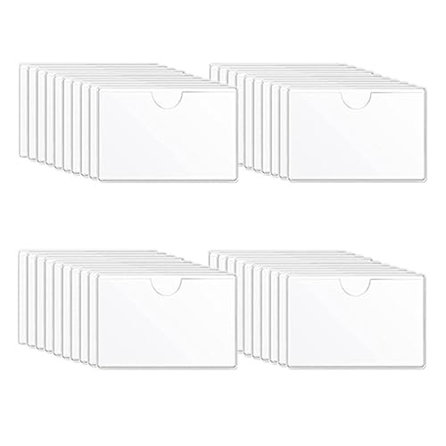 Etikettenhalter Selbstklebend, CAASFOOY 40 Stück 10 x 6 cm Wasserfest Beschriftungsfenster Selbstklebend Visitenkartenhüllen Kleben Sichthüllen für Büro Zuhause Organisieren Sortieren Schule von CAASFOOY
