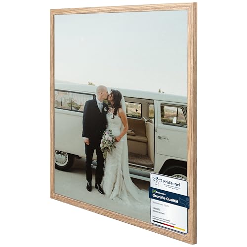CABBEL 1x Bilderrahmen 60x80 cm Eiche Rahmen 1-Pack | Dokumentenrahmen, Collage, Poster | MDF Holz-Posterrahmen Acrylglas | Picture Frame, Puzzlerahmen, Bilder, Fotorahmen zum Aufhängen von CABBEL