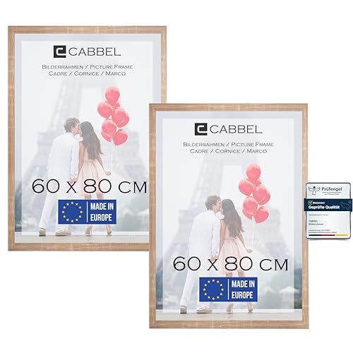 CABBEL 2X Bilderrahmen 60x80 cm Mokka Rahmen 2-Pack | Dokumentenrahmen, Collage, Poster | MDF Holz-Posterrahmen Acrylglas | Picture Frame, Puzzlerahmen, Bilder, Fotorahmen zum Aufhängen von CABBEL