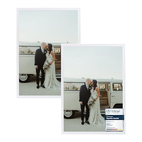CABBEL 2X Bilderrahmen 60x80 cm Weiß Rahmen 2-Pack | Dokumentenrahmen, Collage, Poster | MDF Holz-Posterrahmen Acrylglas | Picture Frame, Puzzlerahmen, Bilder, Fotorahmen zum Aufhängen von CABBEL