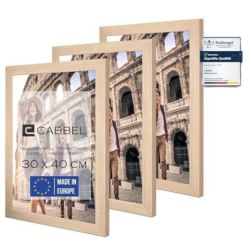 CABBEL 3er Set Bilderrahmen 30x40 cm MDF Holz-Rahmen mit bruchsicherem Acrylglas, ideal für Poster, Portraits in Natur von CABBEL