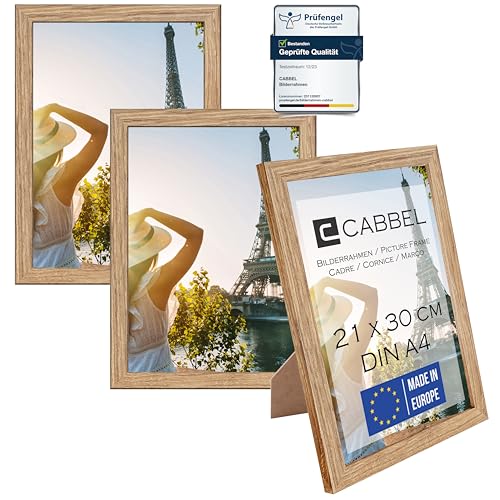 CABBEL 3er Set Bilderrahmen DIN A4 21x30 MDF Holz-Rahmen mit bruchsicherem Acrylglas, ideal für Collagen, Portraits & Urkunden in Eiche CABBEL 3er Set Bilderrahmen DIN A4 21x30 MDF Holz-Rahmen mit bruchsicherem Acrylglas, ideal für Collagen, Portraits & Urkunden in Eiche von CABBEL
