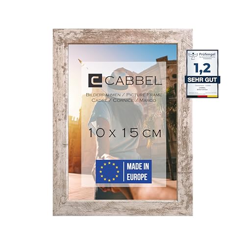CABBEL Bilderrahmen 10x15 cm, Birke, stabiles MDF-Holz Rahmen, bruchsicherem Plexi-Glas, zum Aufhängen & Aufstellen, ideal für Fotos/Bilder/Collage von CABBEL