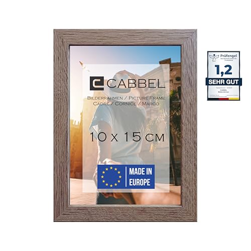 CABBEL Bilderrahmen 10x15 cm, Braun, stabiles MDF-Holz Rahmen, bruchsicherem Plexi-Glas, zum Aufhängen & Aufstellen, ideal für Fotos/Bilder/Collage von CABBEL