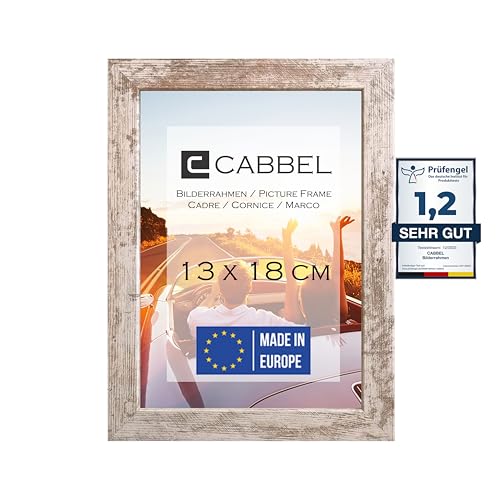 CABBEL Bilderrahmen 13x18 cm, Birke, stabiles MDF-Holz Rahmen, bruchsicherem Plexi-Glas, zum Aufhängen & Aufstellen, ideal für Fotos/Bilder/Collage von CABBEL