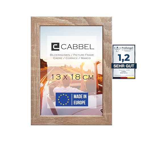 CABBEL Bilderrahmen 13x18 cm, Mokka, stabiles MDF-Holz Rahmen, bruchsicherem Plexi-Glas, zum Aufhängen & Aufstellen, ideal für Fotos/Bilder/Collage von CABBEL