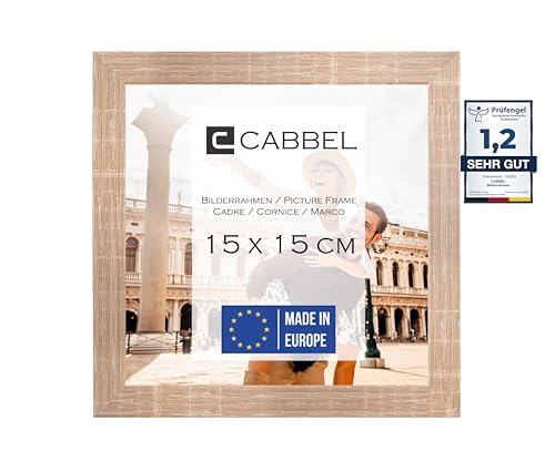 CABBEL Bilderrahmen 15x15 cm, Mokka, stabiles MDF-Holz Rahmen, bruchsicherem Plexi-Glas, zum Aufhängen & Aufstellen, ideal für Fotos/Bilder/Collage von CABBEL