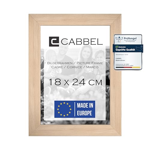 CABBEL Bilderrahmen 18x24 cm, Natur, stabiles MDF-Holz Rahmen, bruchsicherem Plexi-Glas, zum Aufhängen & Aufstellen, ideal für Fotos/Bilder/Collage CABBEL Bilderrahmen 18x24 cm, Natur, stabiles MDF-Holz Rahmen, bruchsicherem Plexi-Glas, zum Aufhängen & Aufstellen, ideal für Fotos/Bilder/Collage von CABBEL