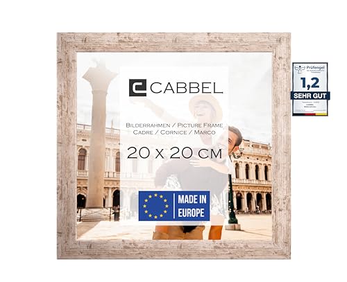 CABBEL Bilderrahmen 20x20 cm, Birke, stabiles MDF-Holz Rahmen, bruchsicherem Plexi-Glas, zum Aufhängen & Aufstellen, ideal für Fotos/Bilder/Collage von CABBEL