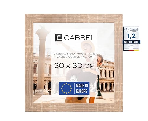 CABBEL Bilderrahmen 30x30 cm, Mokka, stabiles MDF-Holz Rahmen, bruchsicherem Plexi-Glas, zum Aufhängen, ideal für Fotos/Bilder/Collage von CABBEL