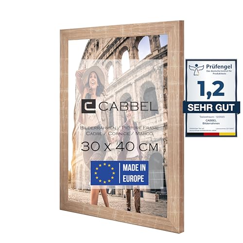 CABBEL Bilderrahmen 30x40 cm, Mokka, stabiles MDF-Holz Rahmen, bruchsicherem Plexi-Glas, zum Aufhängen, ideal für Fotos/Bilder/Collage von CABBEL