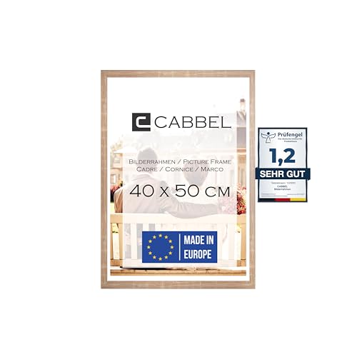 CABBEL Bilderrahmen 40x50 cm, Mokka, stabiles MDF-Holz Rahmen, bruchsicherem Plexi-Glas, zum Aufhängen, ideal für Fotos/Bilder/Collage von CABBEL