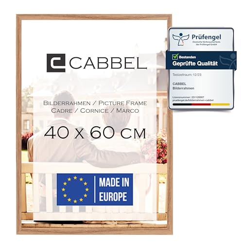 CABBEL Bilderrahmen 40x60 cm, Eiche, stabiles MDF-Holz Rahmen, bruchsicherem Plexi-Glas, zum Aufhängen, ideal für Fotos/Bilder/Collage CABBEL Bilderrahmen 40x60 cm, Eiche, stabiles MDF-Holz Rahmen, bruchsicherem Plexi-Glas, zum Aufhängen, ideal für Fotos/Bilder/Collage von CABBEL