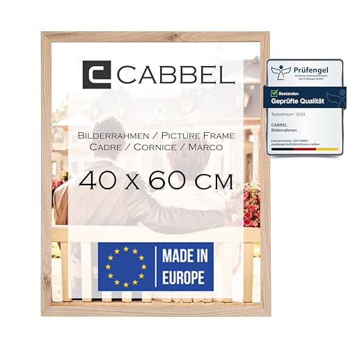 CABBEL Bilderrahmen 40x60 cm, Natur, stabiles MDF-Holz Rahmen, bruchsicherem Plexi-Glas, zum Aufhängen, ideal für Fotos/Bilder/Collage CABBEL Bilderrahmen 40x60 cm, Natur, stabiles MDF-Holz Rahmen, bruchsicherem Plexi-Glas, zum Aufhängen, ideal für Fotos/Bilder/Collage von CABBEL