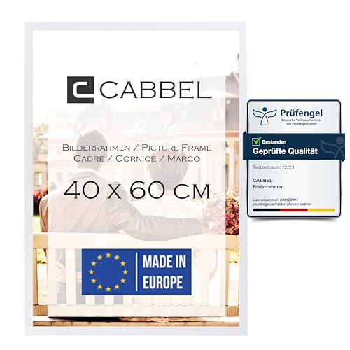 CABBEL Bilderrahmen 40x60 cm, Weiß, stabiles MDF-Holz Rahmen, bruchsicherem Plexi-Glas, zum Aufhängen, ideal für Fotos/Bilder/Collage CABBEL Bilderrahmen 40x60 cm, Weiß, stabiles MDF-Holz Rahmen, bruchsicherem Plexi-Glas, zum Aufhängen, ideal für Fotos/Bilder/Collage von CABBEL