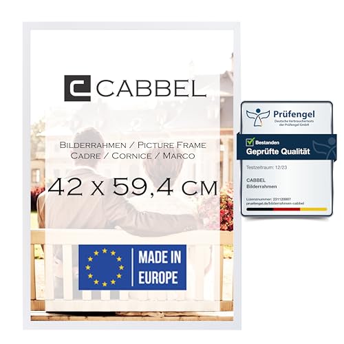 CABBEL Bilderrahmen 42x59,4 cm, Weiß, stabiles MDF-Holz Rahmen, bruchsicherem Plexi-Glas, zum Aufhängen, ideal für Fotos/Bilder/Collage CABBEL Bilderrahmen 42x59,4 cm, Weiß, stabiles MDF-Holz Rahmen, bruchsicherem Plexi-Glas, zum Aufhängen, ideal für Fotos/Bilder/Collage von CABBEL